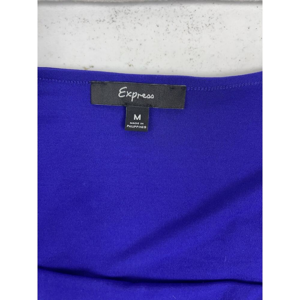 EXPRESS Royal‎ Blue Sleeveless Blouse Medium Cowl Neck Drape Party Chic - Picture 3 of 7